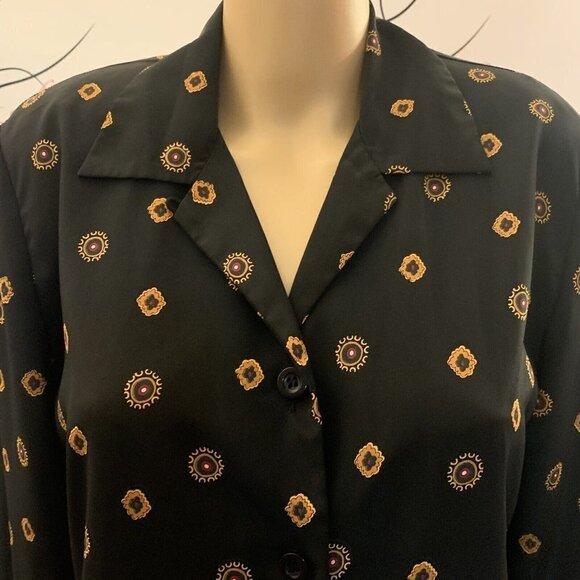 JOAN LESLIE. Size 10. Long Sleeve. Button Up. Silky Poly Shirt. B83. - Picture 2 of 5